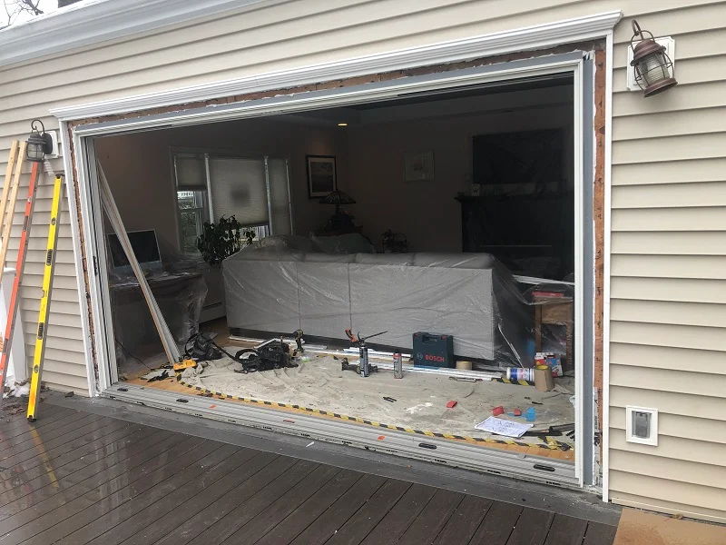 Installed the door frame for the Andersen A Series 4 Panel Door